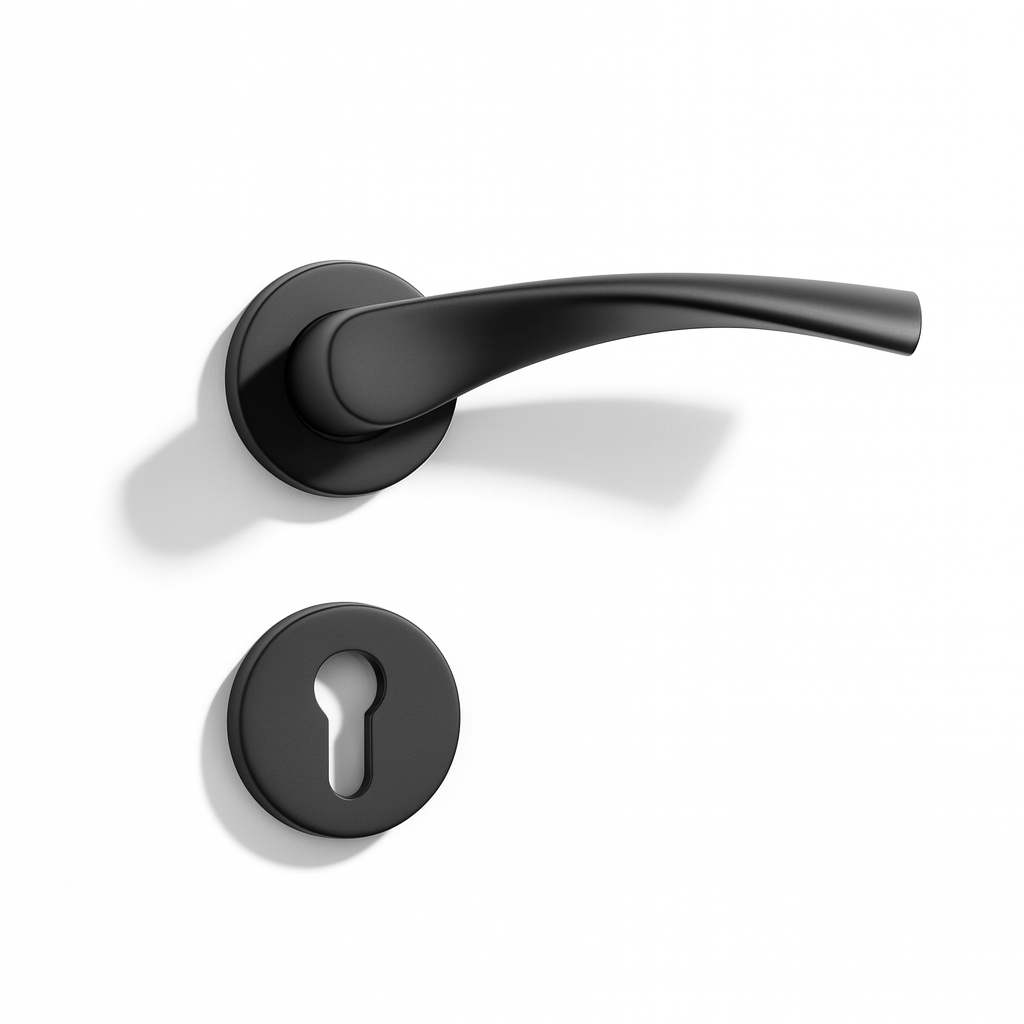 Yale Matte Black Curved Lever Door Handle with Keyhole