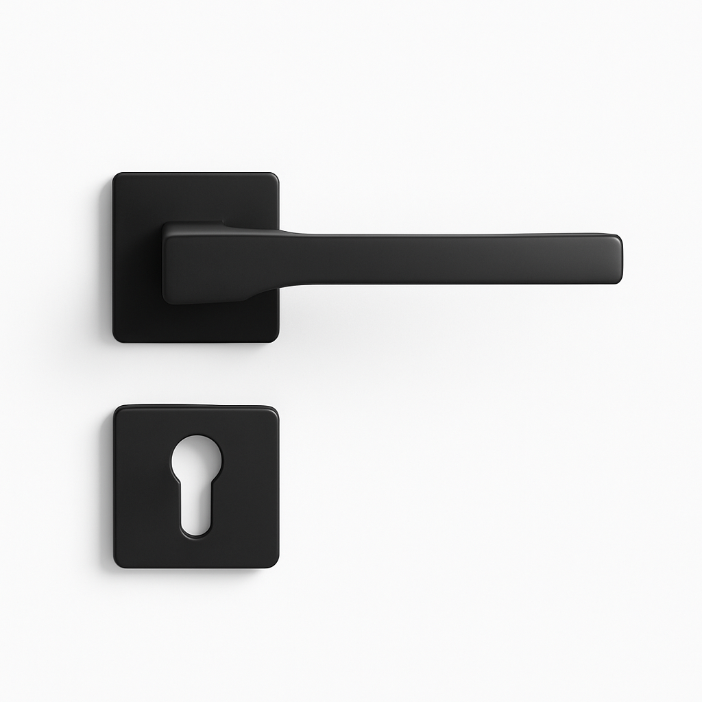 Yale Matte Black Square Lever Door Handle with Keyhole