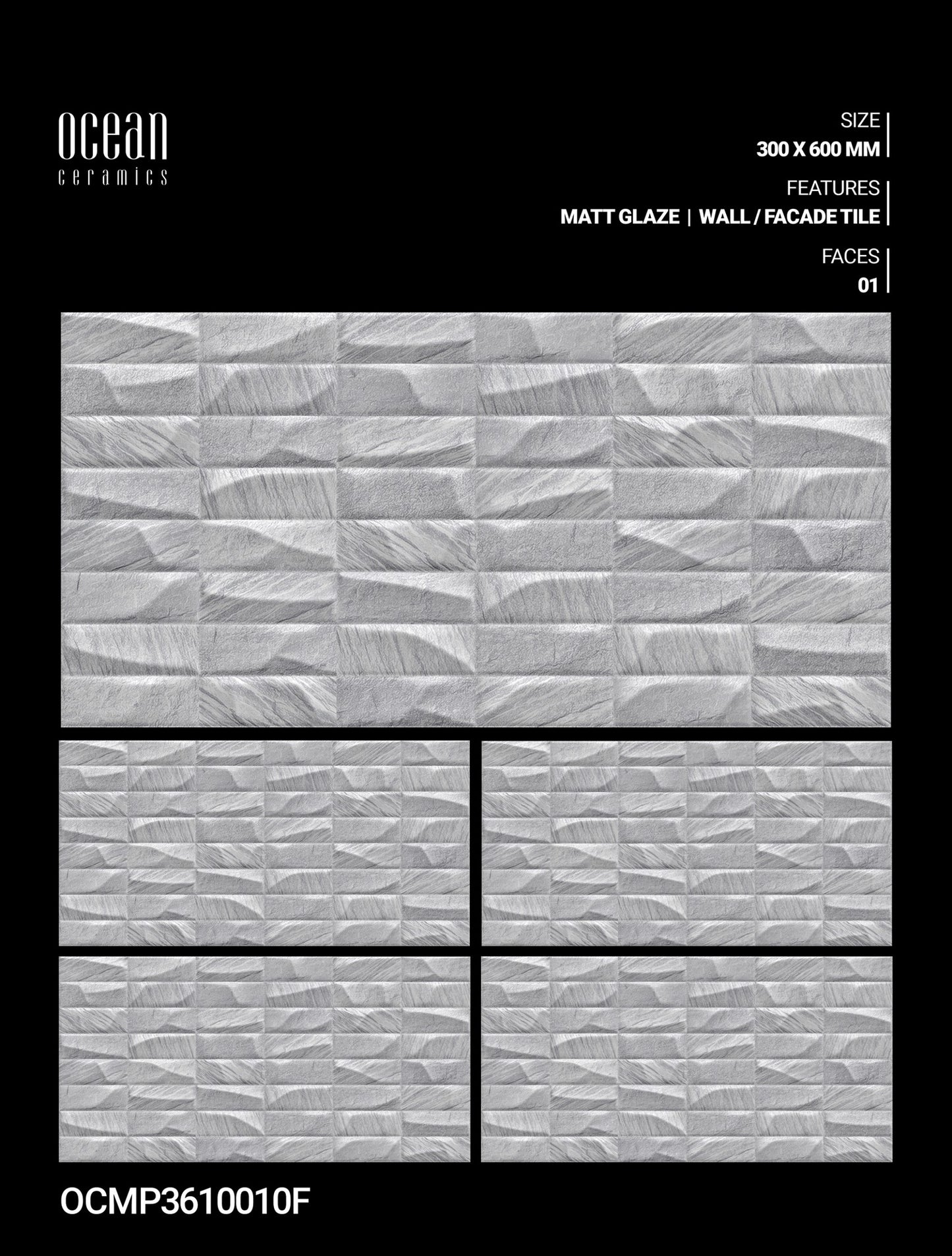 12X24 OCEAN TILE OCEAN WALL TS WALL OCMP-3610010-F LIGHT GREY DABI MATT