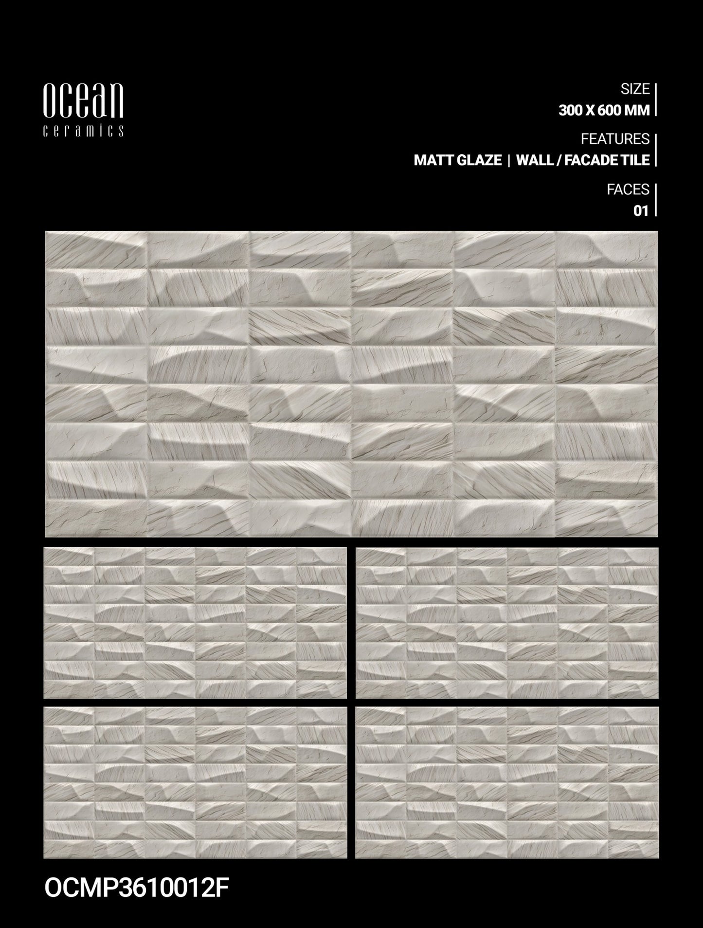 12X24 OCEAN TILE OCEAN TS WALL FACING OCMP-3610012-F IVORY DABI MATT