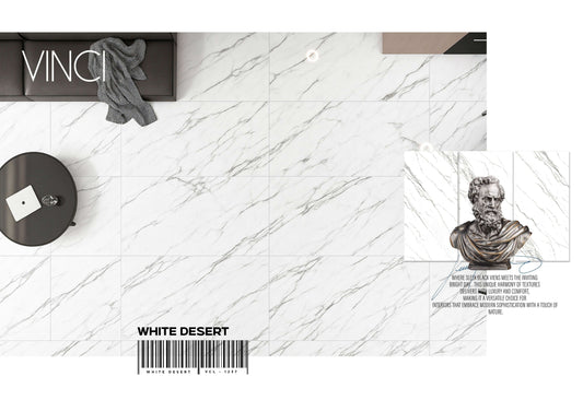 VINCI WHITE DESSERT 24X48 WHITE/BLACK  POLISH