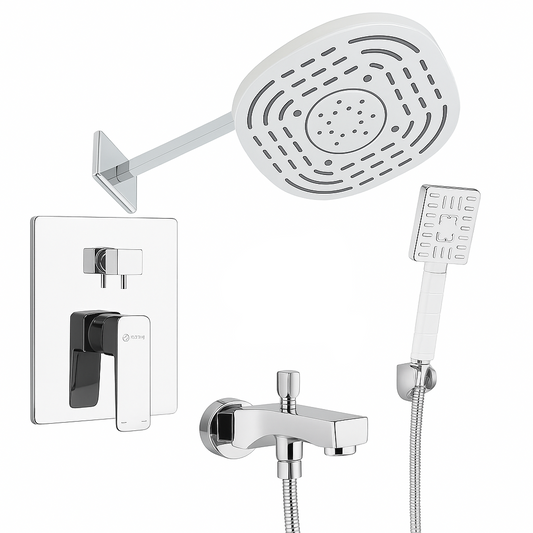 Rivana Fit Turkey 2-Ways Square Consil Shower Set Tesla CND-102 S Set Chrome – S-00395