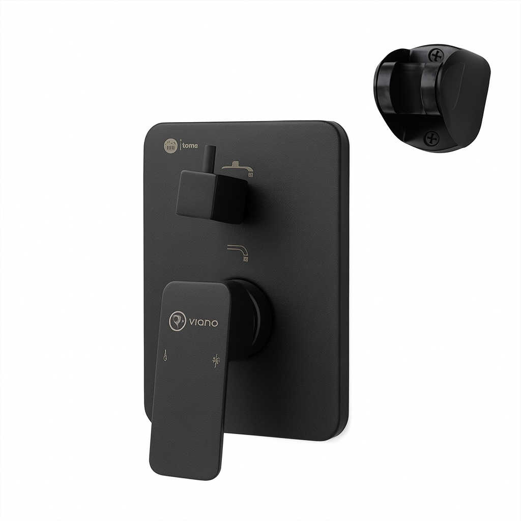 Rivana Fit Turkey 2-Ways Square Consil Shower Set Tesla CND-102 S Set-B Black – S-00395