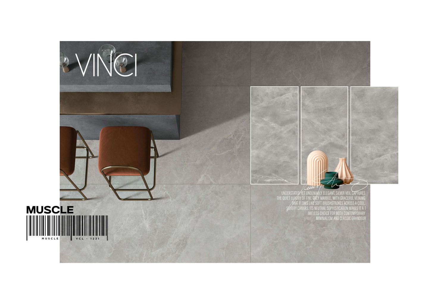 VINCI MUSCLE 24X48 GREY MARBLE POLISH