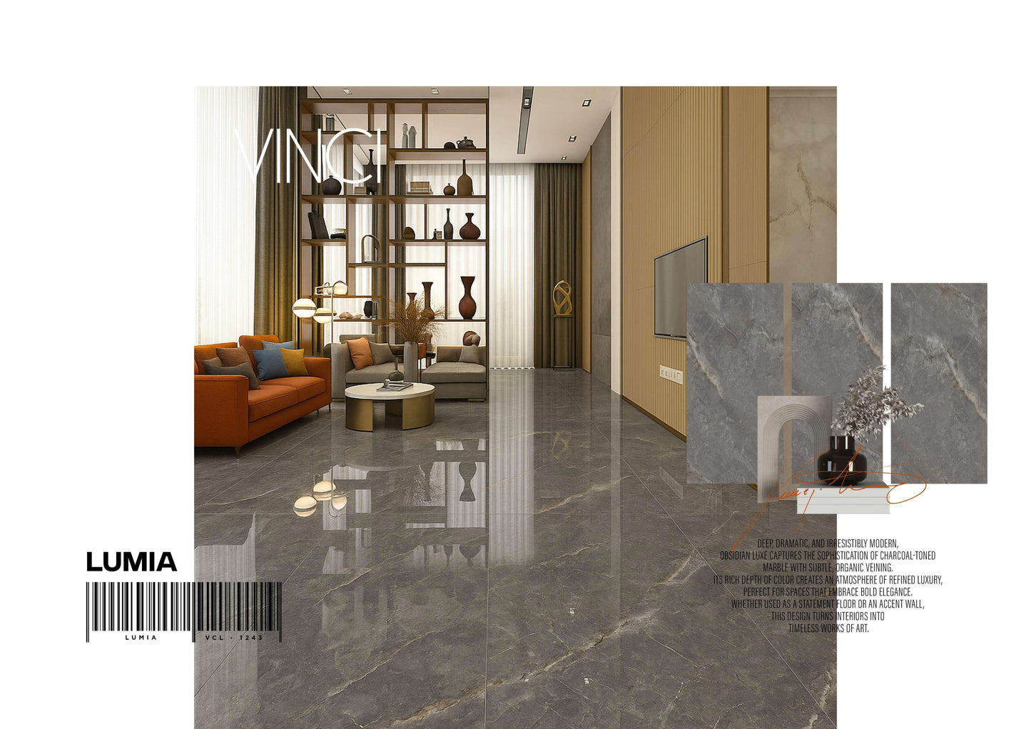 VINCI LUMIA 24X48 DARK GREY/BROWN POLISH