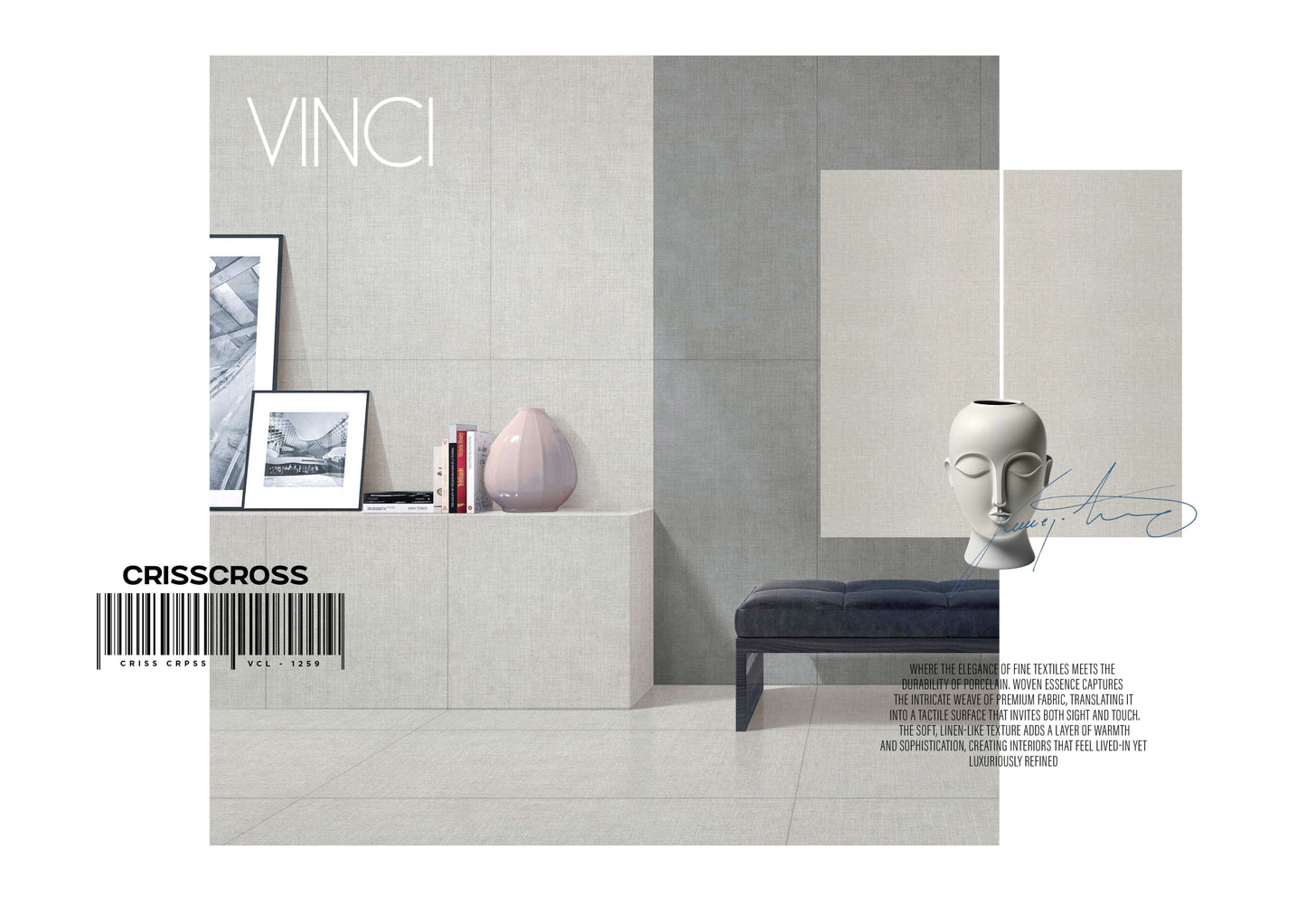 VINCI CRISSCROSS 24X48 IVORY/BEIGE  POLISH