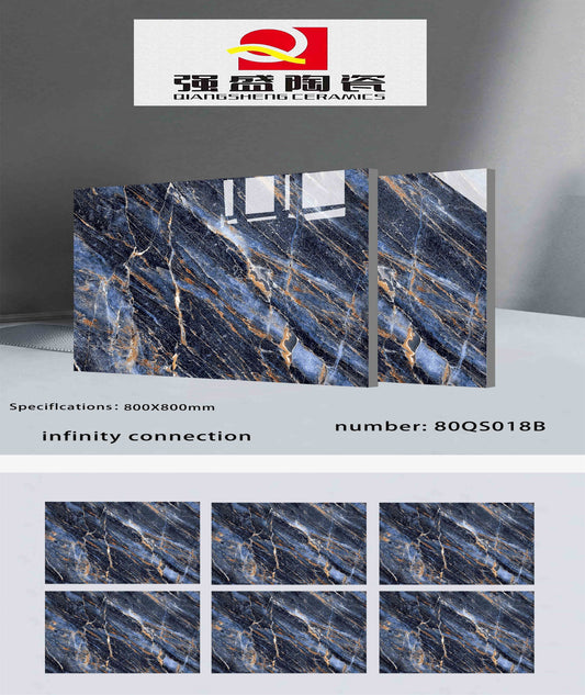 32X32 QIANGSHENG TILE QIANGSHENG FLOOR TS FLOOR 80-QS-018-B BLACK/BROWN MARBLE TEXTURE POLISH
