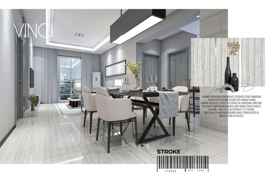 VINCI  STROKE  24X48 GREY/BLUE LINE POLISH