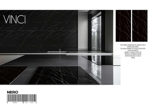 VINCI NERO 24X48 BLACK/WHITE POLISH