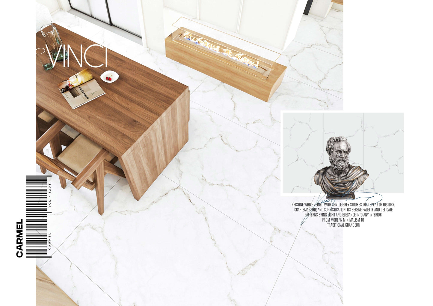 VINCI  CARMEL 24X48 WHITE CARRARA POLISH