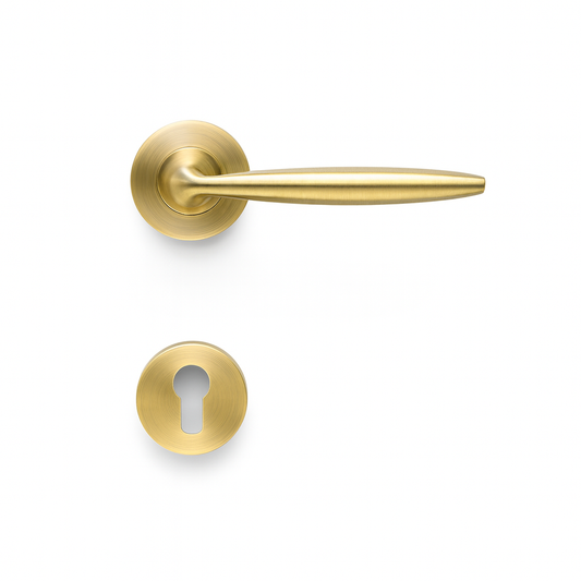 Yale Round  Antique Brass Finish Door Handle with Keyhole