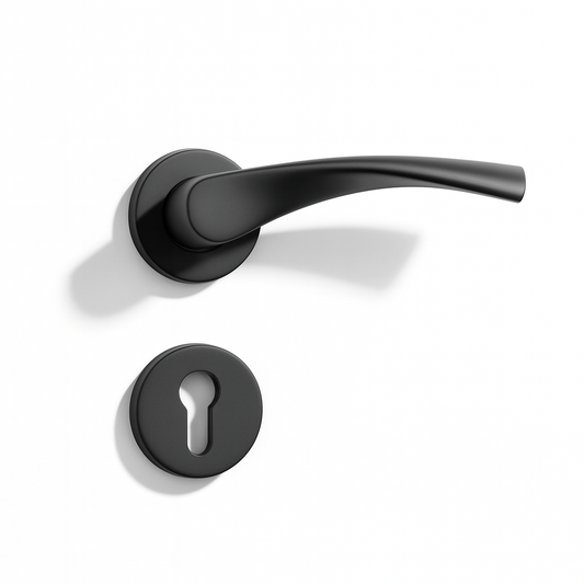 Yale Matte Black Curved Lever Door Handle with Keyhole