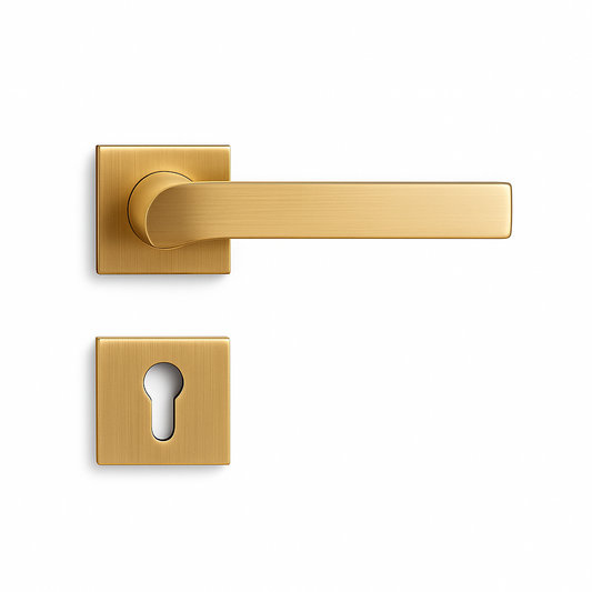 Yale Brushed Brass Square Lever Door Handle with Keyhole