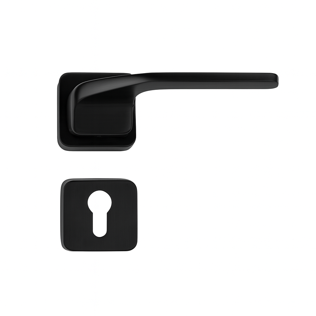 Yale Matte Black Square Lever Door Handle with Keyhole