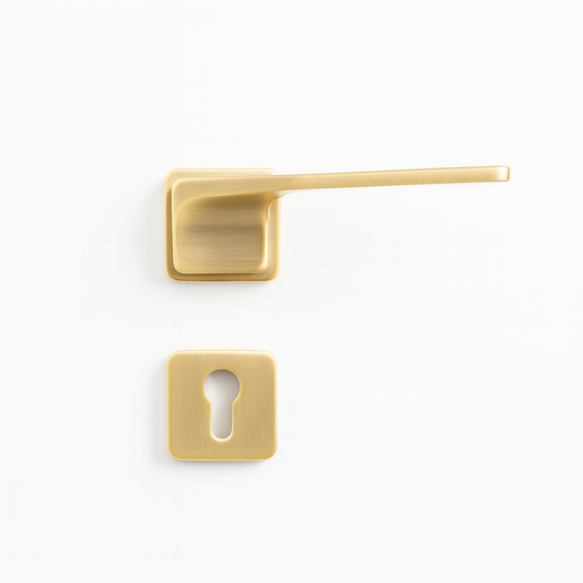 Yale Brushed Brass Square Lever Door Handle with Keyhole
