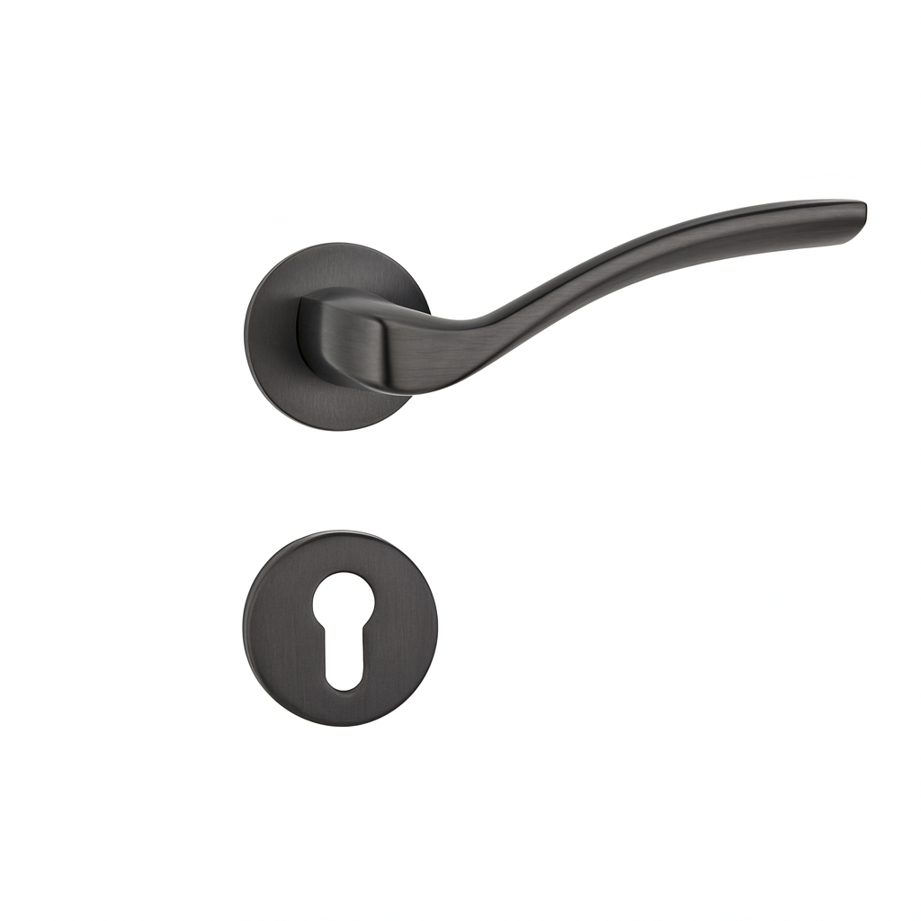 Yale Matte Black Curved Lever Door Handle with Keyhole