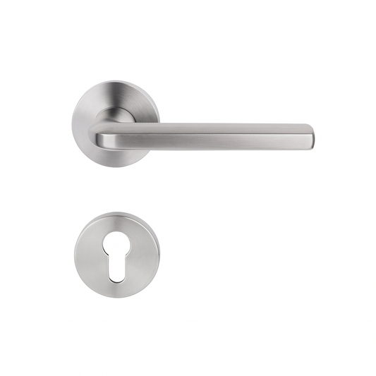 Yale Brushed Stainless Steel Straight Lever Door Handle with Keyhole