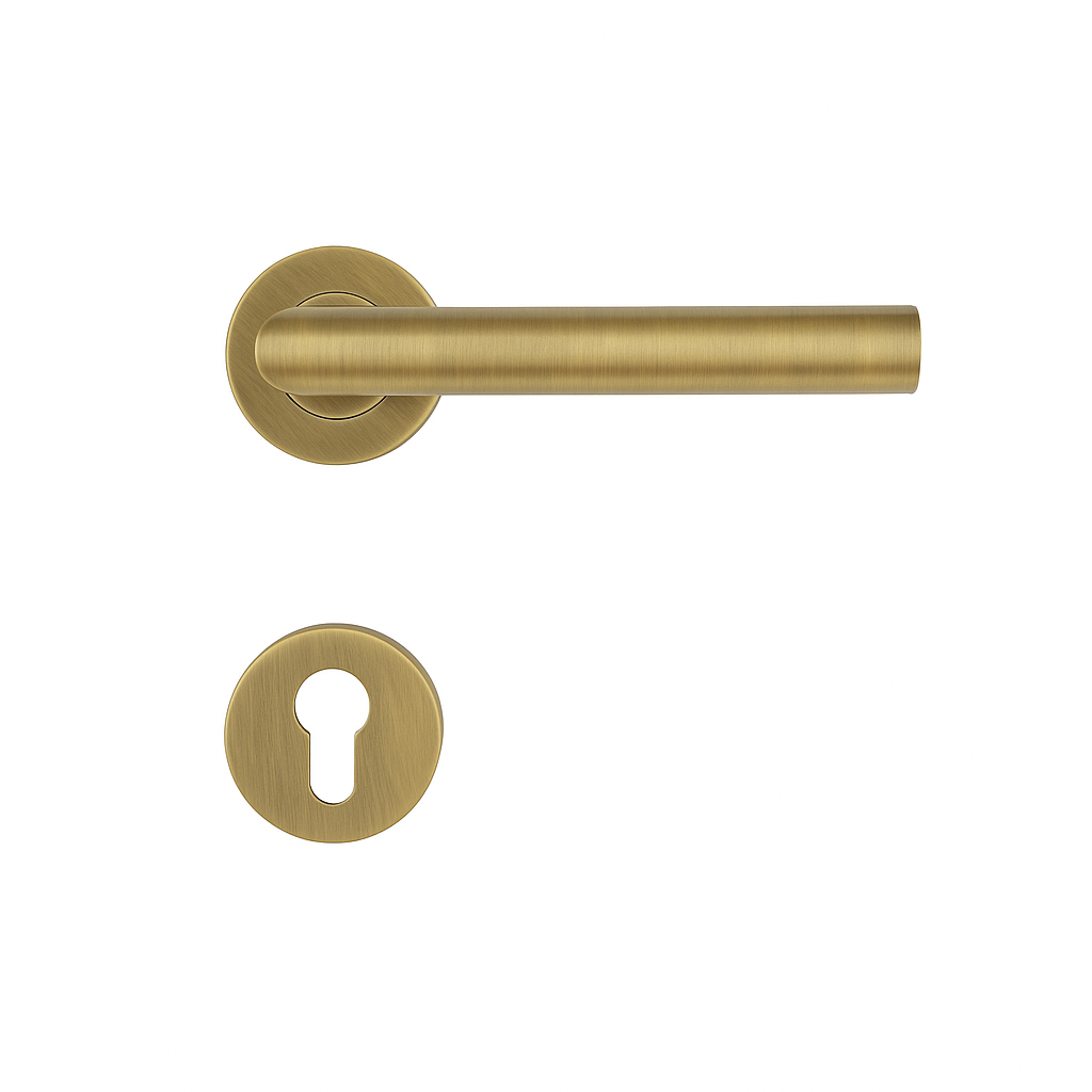 Yale Antique Brass Finish Door Handle with Keyhole