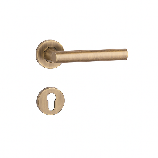 Yale Round  Antique Brass Finish Door Handle with Keyhole