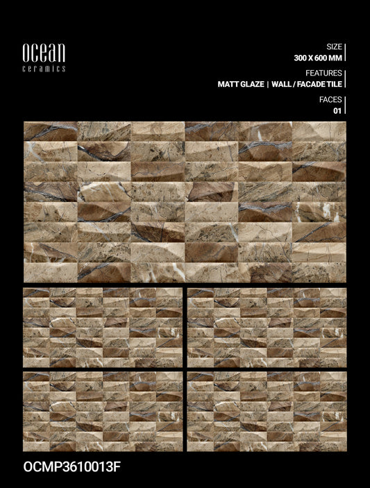 12X24 OCEAN TILE OCEAN TS WALL FACING OCMP-3610013-F MULTI BROWN DABI MATT