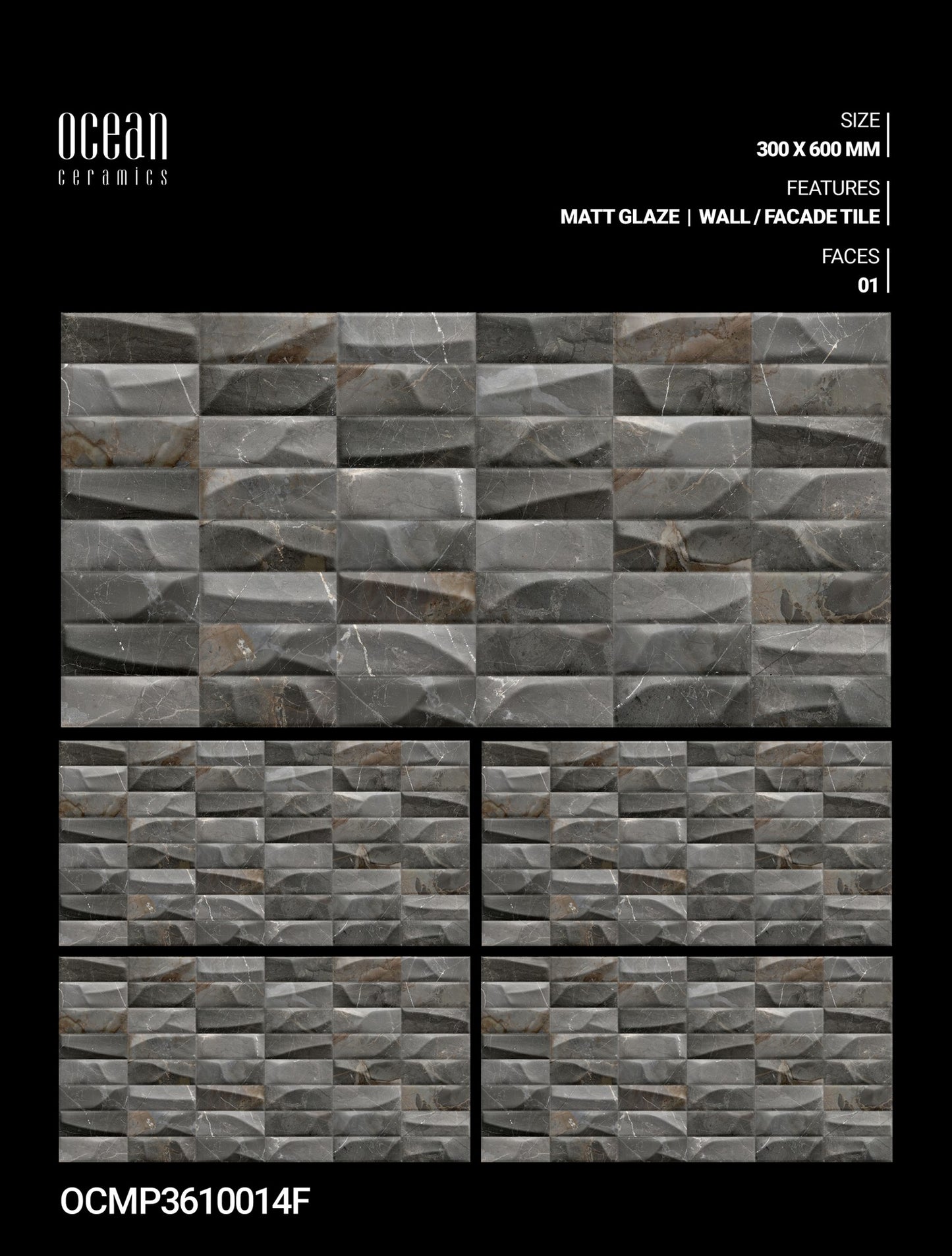 12X24 OCEAN TILE OCEAN TS WALL FACING OCMP-3610014-F GREY/BROWN DABI MATT