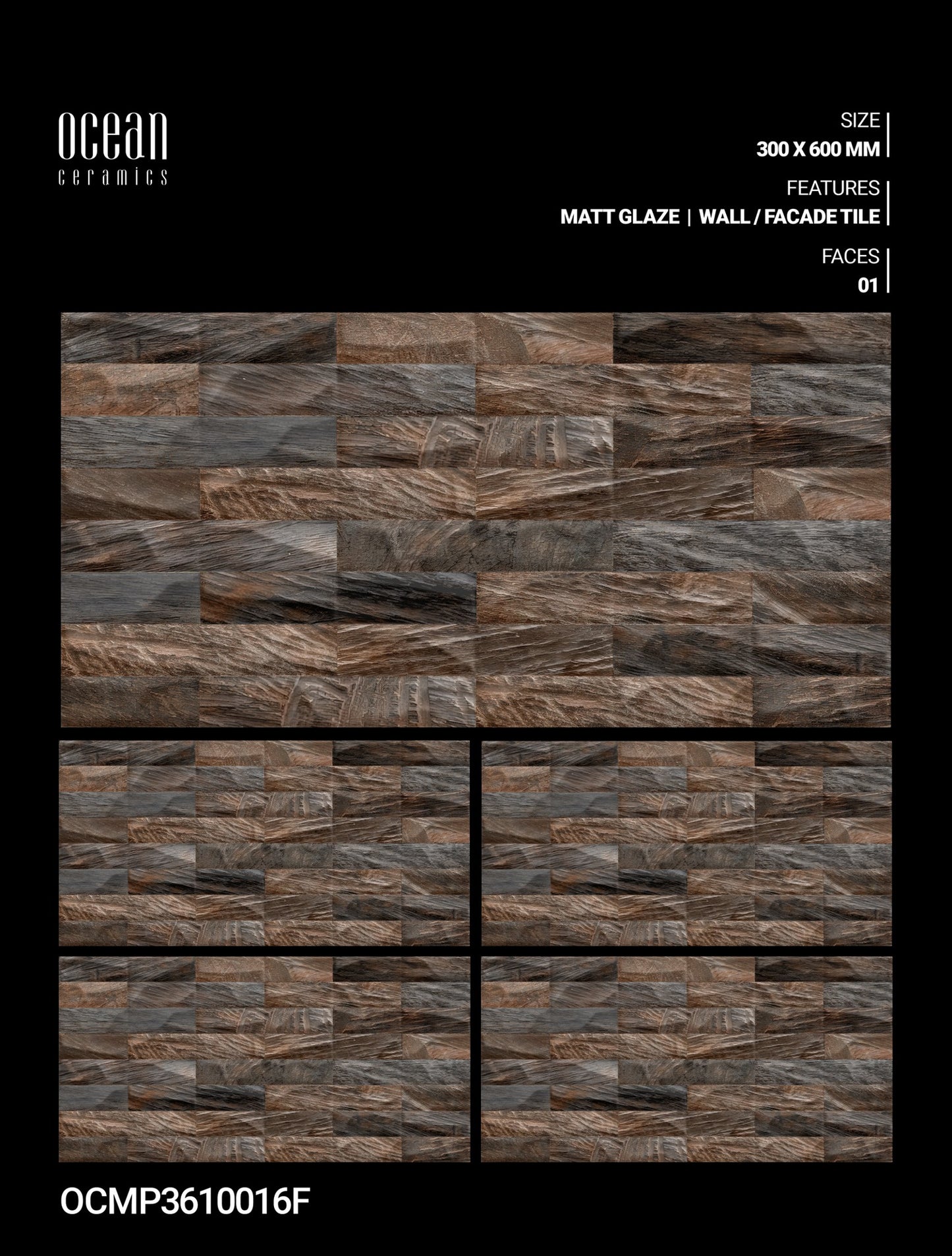 12X24 OCEAN TILE OCEAN WALL TS WALL OCMP-3610016-F BROWN/GREY DABI MATT