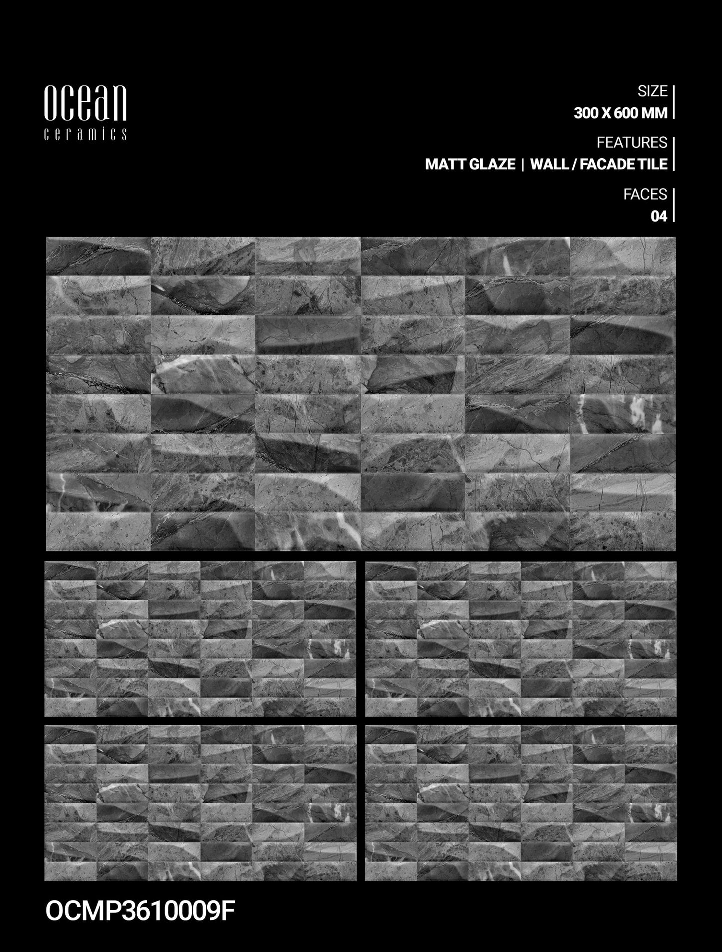 12X24 OCEAN TILE OCEAN WALL TS WALL FACING OCMP-3610009-F GREY STONE DABI MATT