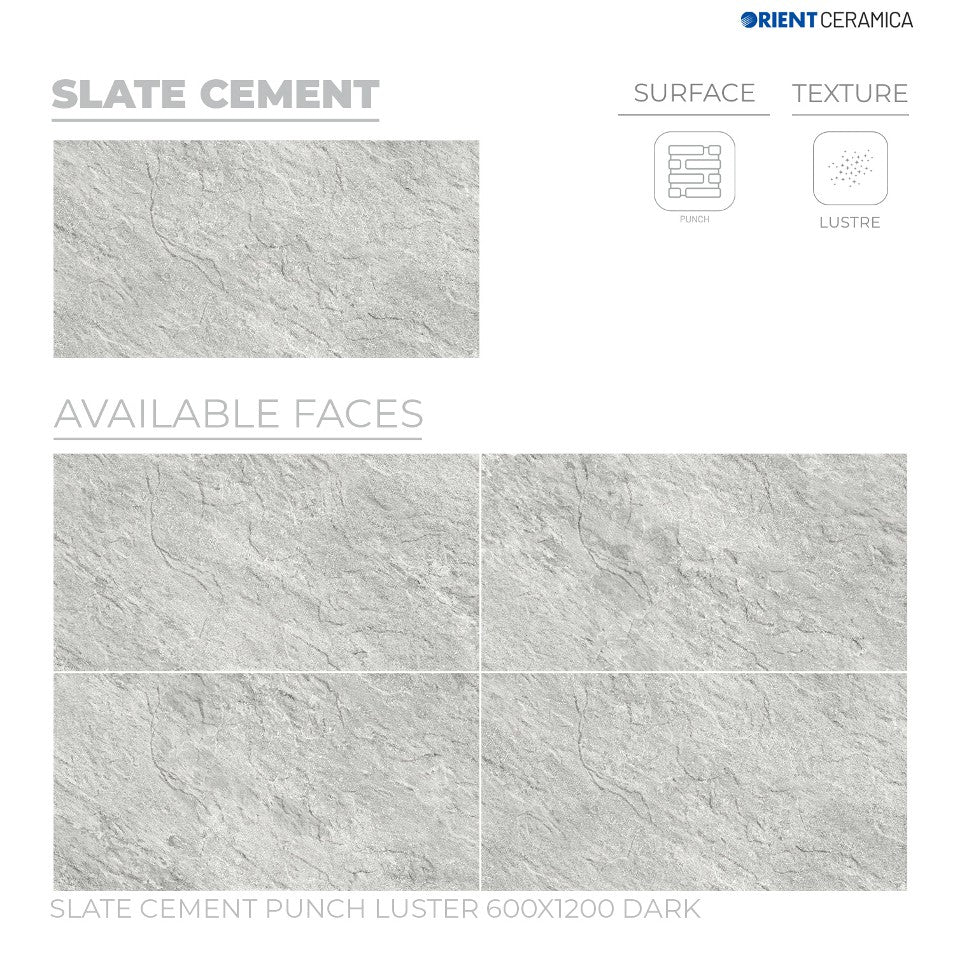 24X48 ORIENT TILE TS FLOOR SLATE CEMENT PH LT D GREY/GREY STONE MARBLE MATT