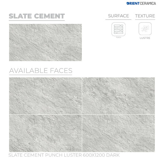 24X48 ORIENT TILE TS FLOOR SLATE CEMENT PH LT D GREY/GREY STONE MARBLE MATT