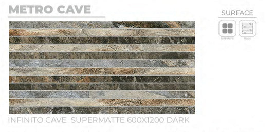 24X48 ORIENT TILE TS FLOOR METRO CAVE PH  BLACK/BROWN LINE MATT