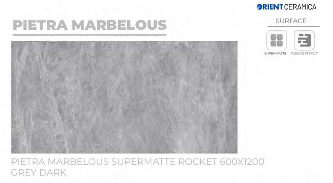 S-00246 24X48 ORIENT TILE ORIENT FLOOR TS FLOOR PIETRA MARBELOUS SM RK DARK GREY TEXTURE MATT 2-TILES/1.44 (PRIME)-(RANDOM)-(ISB)