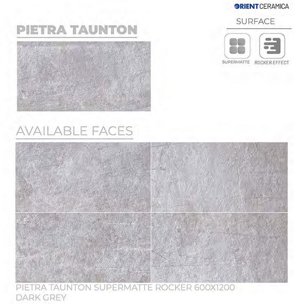 24X48 ORIENT TILE TS FLOOR PIETRA TAUNTON SM DG D DARK GREY TEXTURE MATT