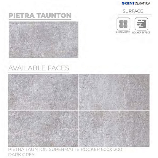 24X48 ORIENT TILE TS FLOOR PIETRA TAUNTON SM DG D DARK GREY TEXTURE MATT