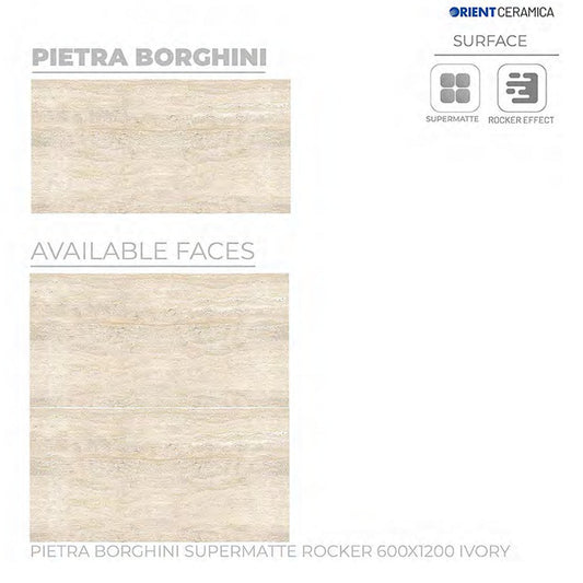 24X48 ORIENT TILE TS FLOOR PIETRA BORGHINI SM RK IV DARK BEIGE TEXTURE MATT