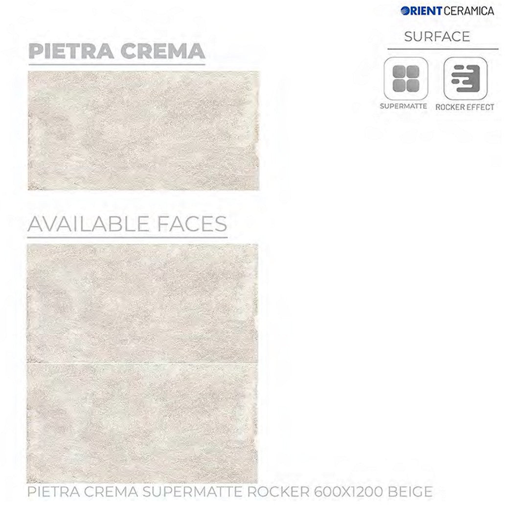ORIENT TILE TS FLOOR PIETRA CREMA SM RK BEIGE TEXTURE MATT