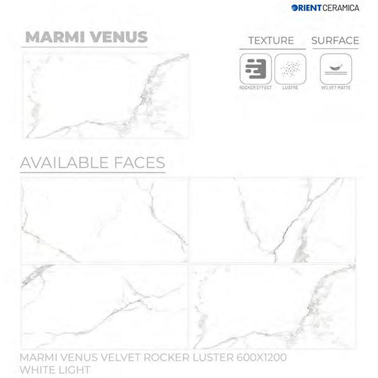 24X48 ORIENT TILE TS FLOOR TL MARMI VENUS VL RK LT WT L WHITE CARRARA MATT