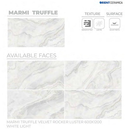 S-00246 24X48 ORIENT TILE ORIENT FLOOR TS FLOOR MARMI TRUFFLE VL RK LT GR L GREY/WHITE TEXTURE MATT 2-TILES/1.44 (PRIME)-(RANDOM)-(ISB)