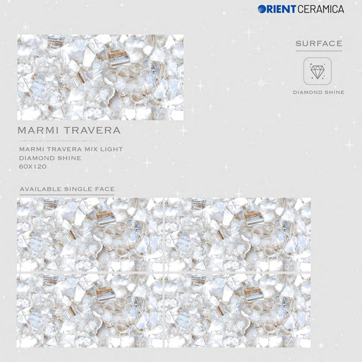 24X48 ORIENT TILE TS FLOOR TL MARMI TRAVERA DS MX L GREY/BROWN STONE DIAMONDSHINE