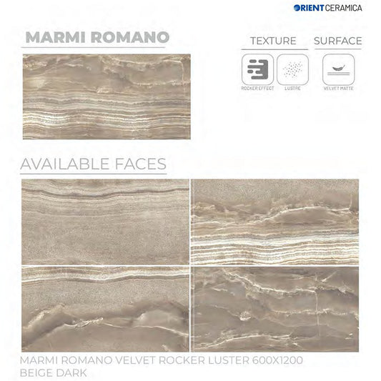 24X48 ORIENT TILE TS FLOOR MARMI ROMANO VL RK LT (D-BR) DARK BROWN TEXTURE MATT