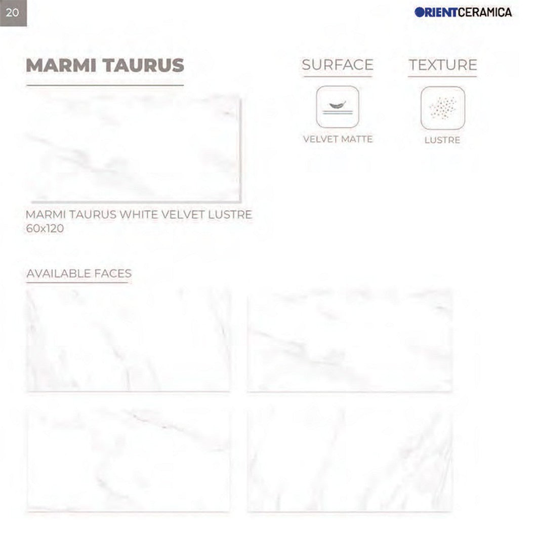 24X48 ORIENT TILE TS FLOOR MARMI TAURUS VT RK LT WHITE CARRARA MATT
