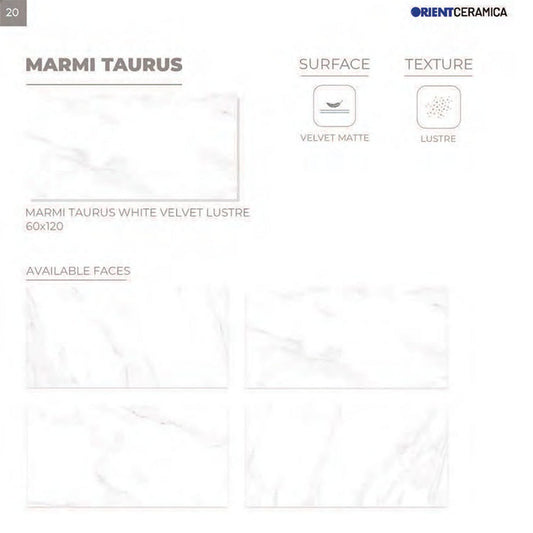 24X48 ORIENT TILE TS FLOOR MARMI TAURUS VT RK LT WHITE CARRARA MATT