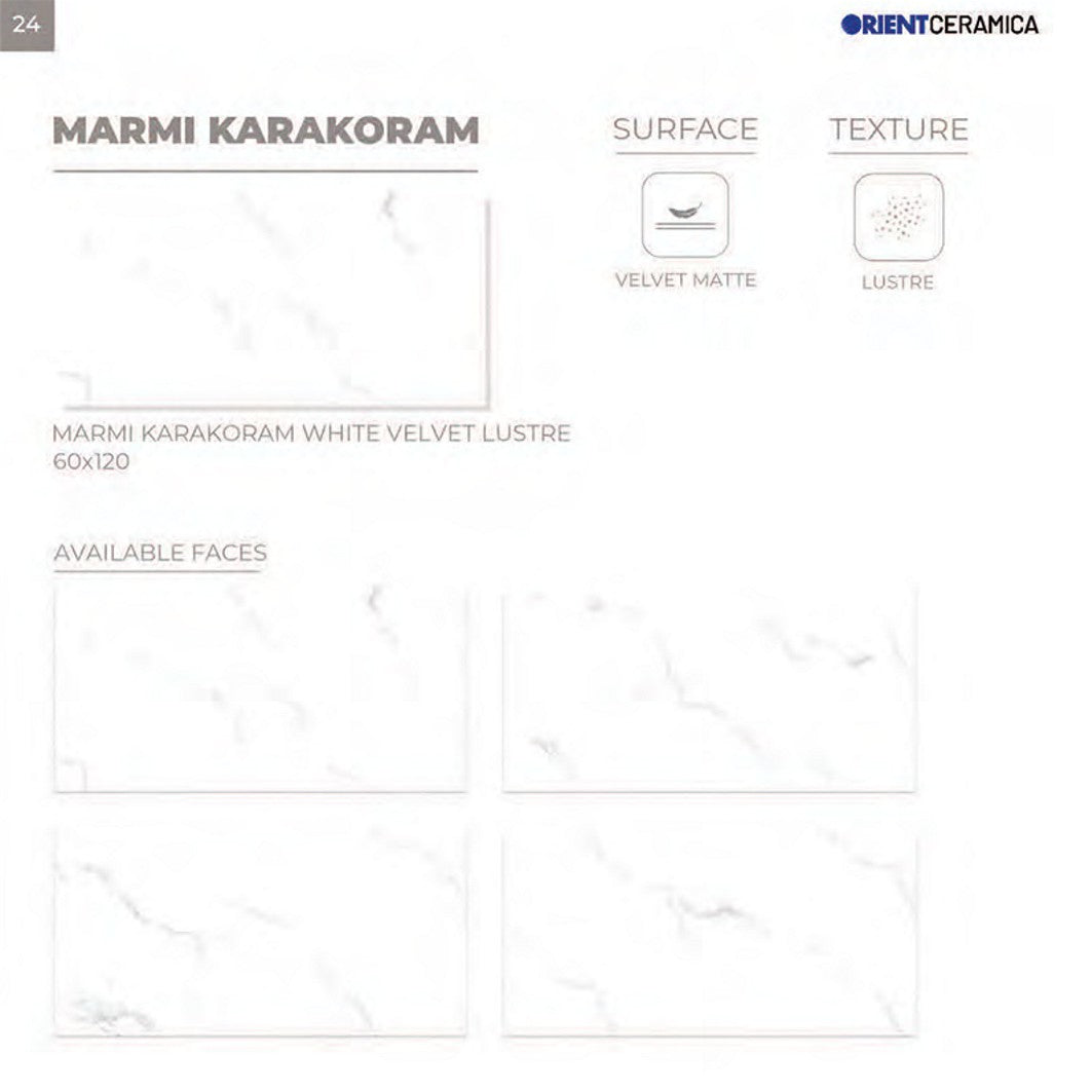 24X48 ORIENT TILE TS FLOOR MARMI KARAKORAM (WT-L) VL RK LT  WHITE CARRARA MATT