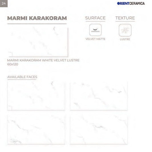 24X48 ORIENT TILE TS FLOOR MARMI KARAKORAM (WT-L) VL RK LT  WHITE CARRARA MATT