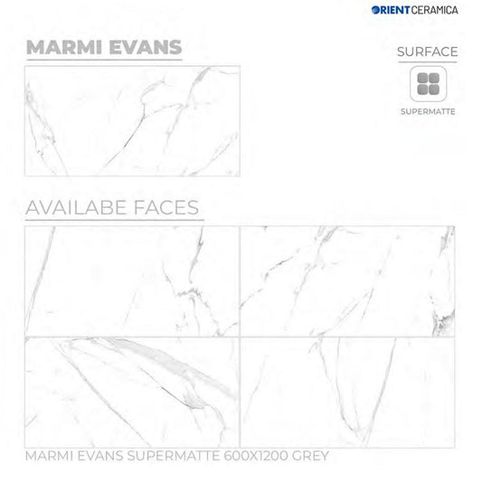 24X48 ORIENT TILE TS FLOOR MARMI EVANS SM GR L WHITE/GREY TEXTURE MATT