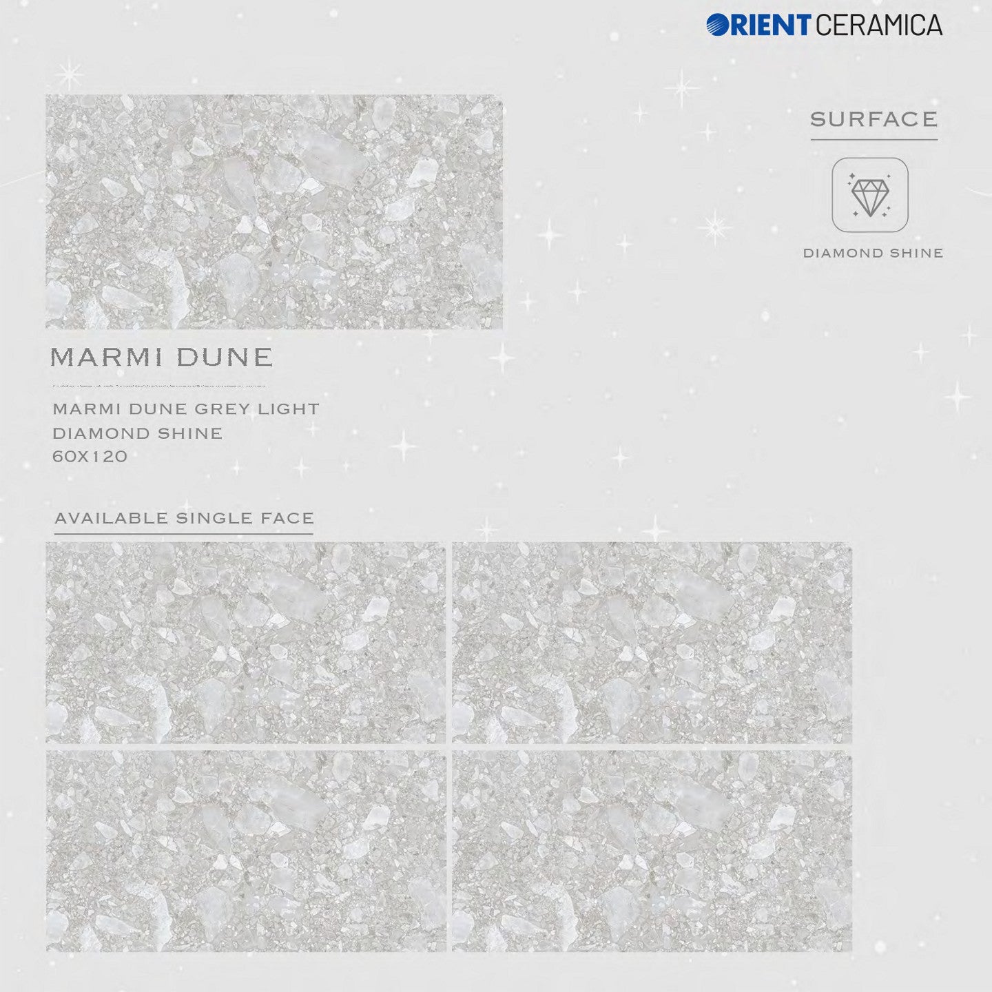 24X48 ORIENT TILE TS FLOOR MARMI DUNE DS GR L LIGHT GREY TEXTURE DIAMONDSHINE