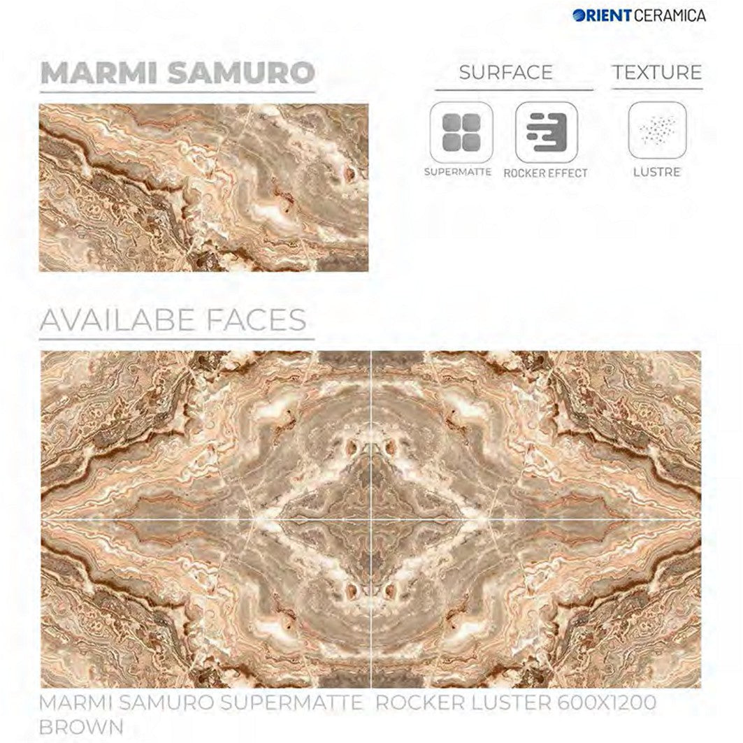 24X48 ORIENT TILE TS FLOOR MARMI SAMURO SM RK LT BEIGE/BROWN DESIGN MATT