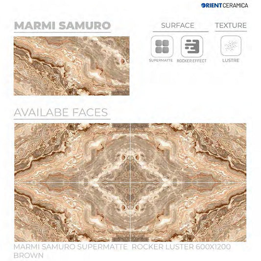24X48 ORIENT TILE TS FLOOR MARMI SAMURO SM RK LT BEIGE/BROWN DESIGN MATT