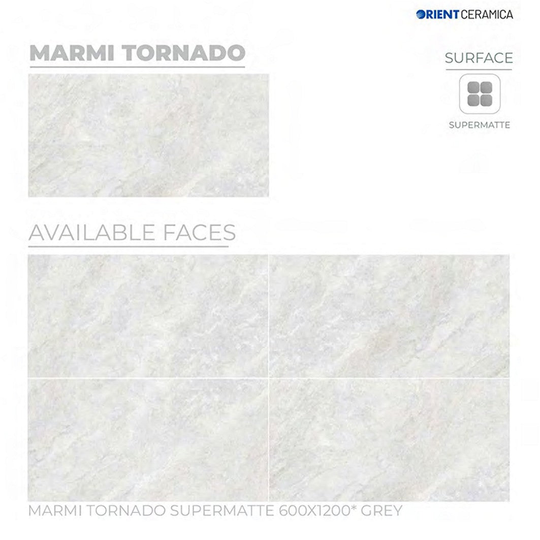 24X48 ORIENT TILE TS FLOOR MARMI TORNADO SM GREY/WHITE TEXTURE MATT