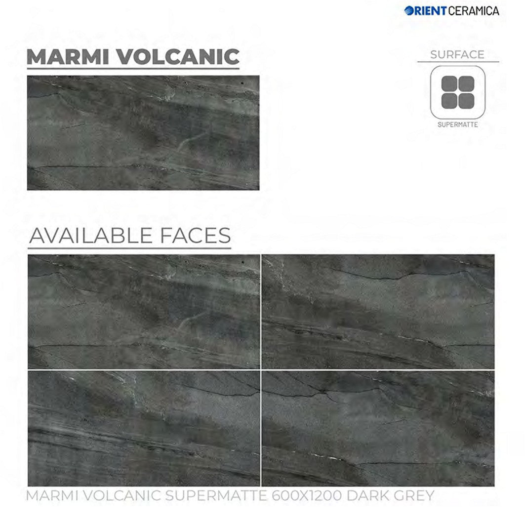 24X48 ORIENT TILE TS FLOOR MARMI VOLCANIC SM DARK GREY TEXTURE MATT
