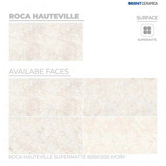 24X24 ORIENT TILE TS FLOOR ROCA HAUTEVILLE SM RK LT IVORY/BROWN Dots MATT